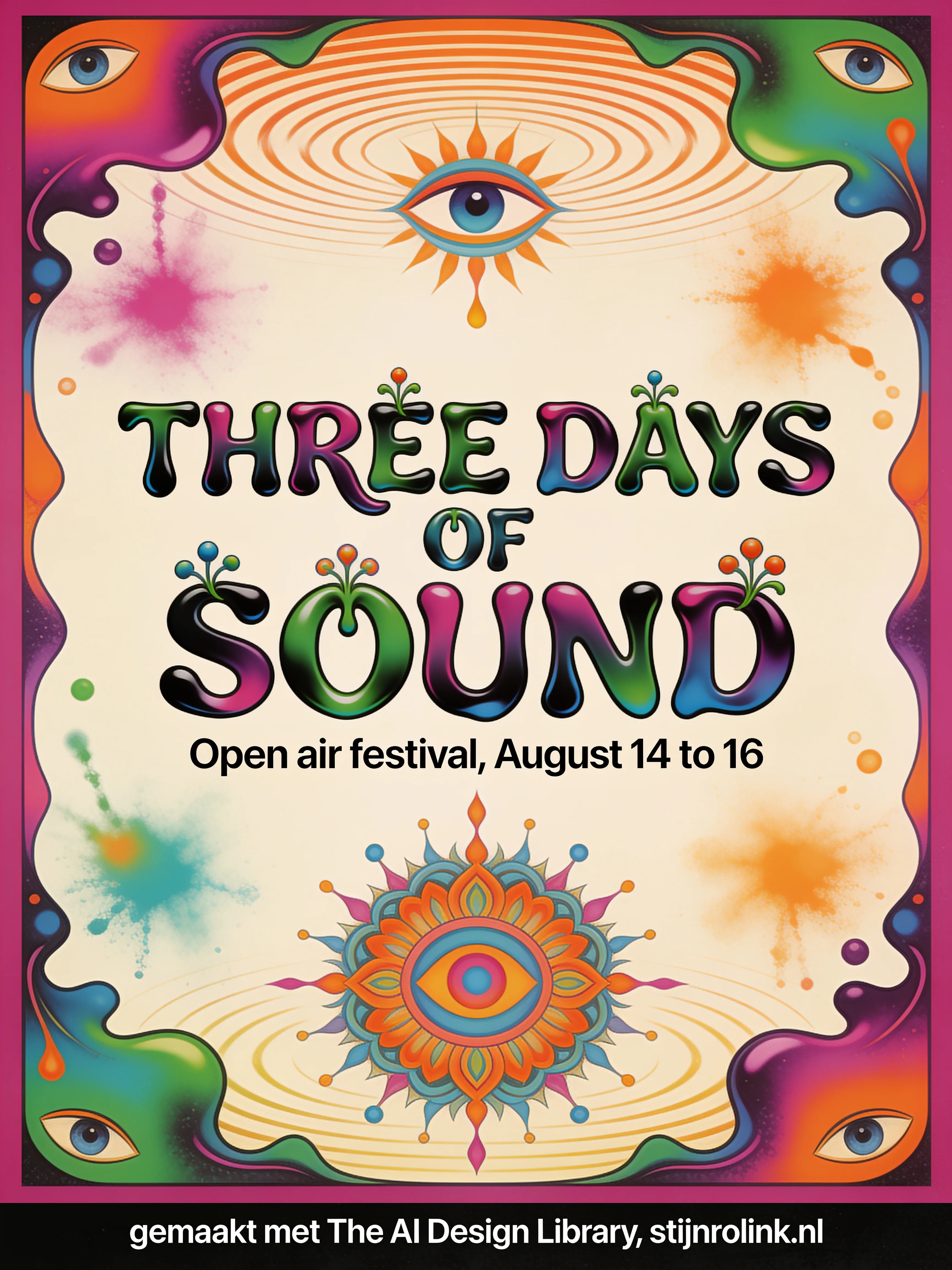 Voorbeeldbeeld uit het systeem Psychedelic Typography in The AI Design Library