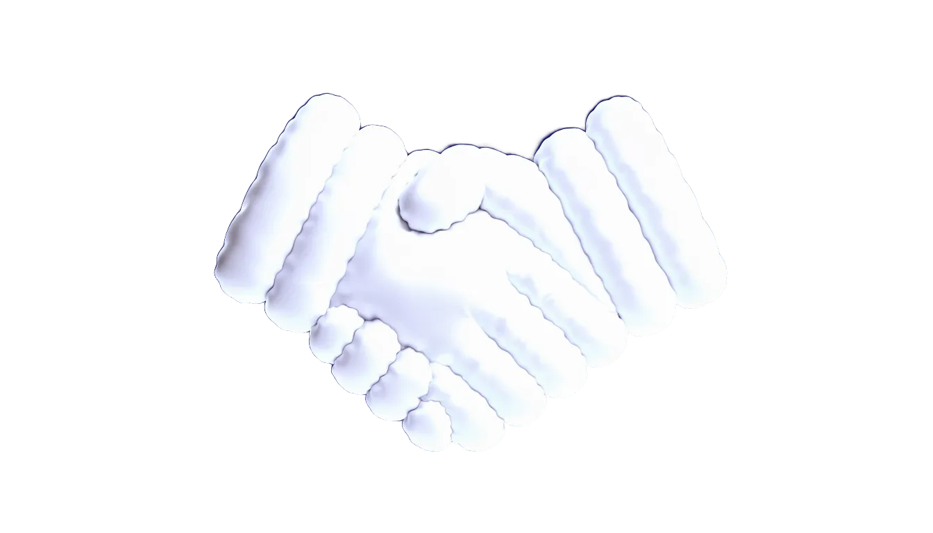 Witte opblaasbare handdruk op donkerblauw: een vaste marketingpartner